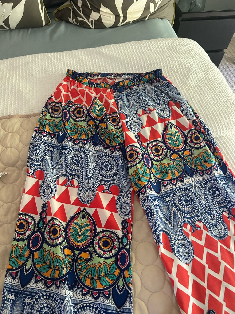 Pink Owl Wide-Leg Pants in Navy, Red, Green, Yellow
